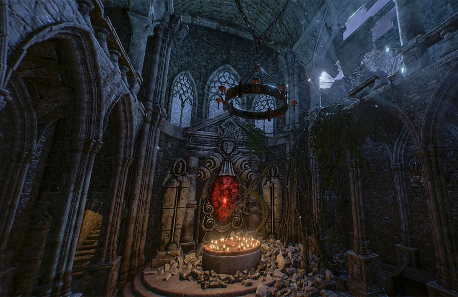 l'intérieur d'une cathédrale horrifique