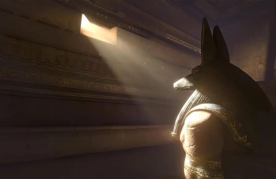 Un pharaon dans une pyramide en réalité virtuelle