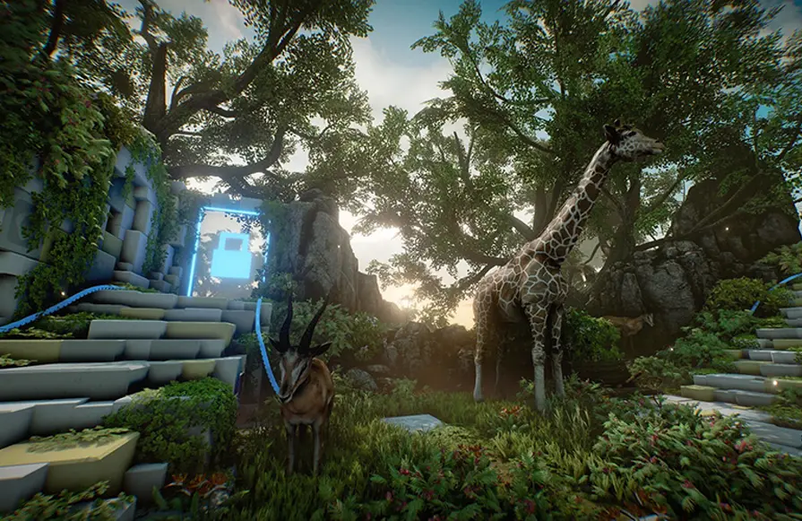 Une giraphe dans un escape game